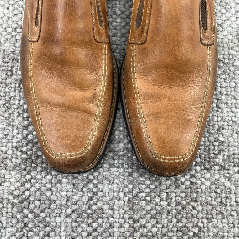 Sandro Moscoloni Slip On Loafers Mens 10D Tan Leather Square Moc Toe Brazil